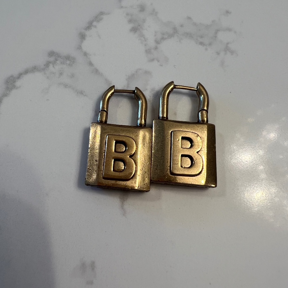 Balenciaga Lock Brass Earrings